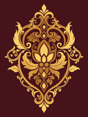 Ornamental Design Baroque Element vector illustration. Gold ornament baroque style element design 
