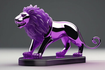 Amethyst lion figurine. Digital illustration.