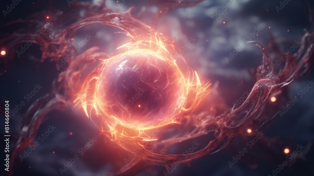 Aufkleber Generative AI Abstract nebulous forms resembling celestial bodies in a cosmic-inspired background.