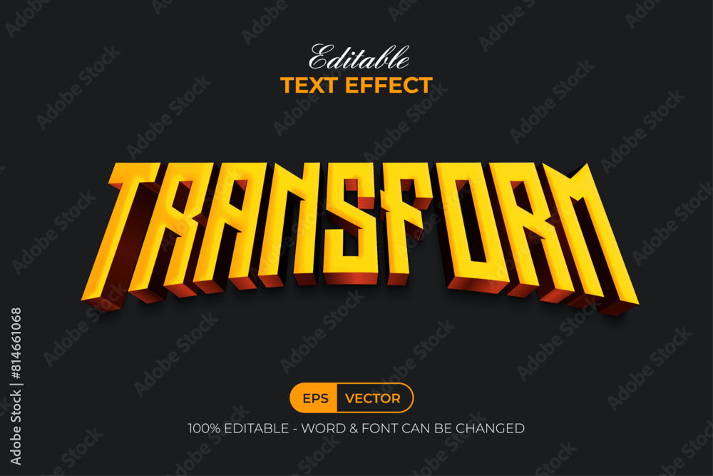 Fototapete transform text effect modern curved style. editable text effect.