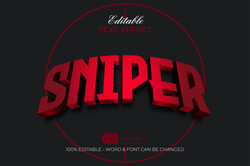 Sniper Text Effect Red Shiny Style. Editable Text Effect.