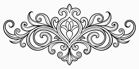 Ornamental Design Baroque Element vector illustration. Black ornament baroque style element design 