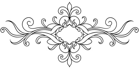 Ornamental Design Baroque Element vector illustration. Black ornament baroque style element design 