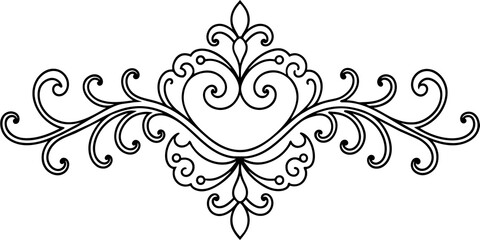 Ornamental Design Baroque Element vector illustration. Black ornament baroque style element design 