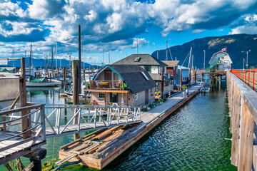 Amazing view of Genoa Bay and Marina along Vancouver Island coastline