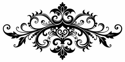 Ornamental Design Baroque Element vector illustration. Black ornament baroque style element design 