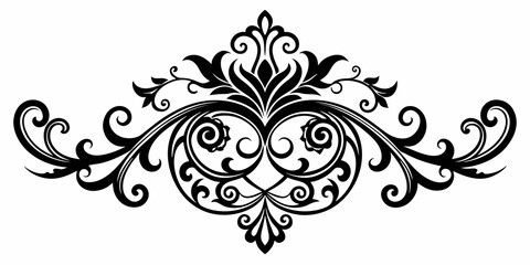 Ornamental Design Baroque Element vector illustration. Black ornament baroque style element design 