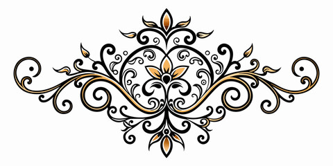 Ornamental Design Baroque Element vector illustration. Gold ornament baroque style element design 
