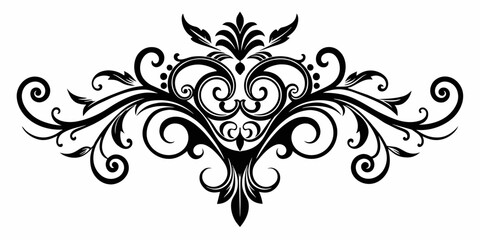 Ornamental Design Baroque Element vector illustration. Black ornament baroque style element design 
