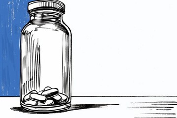 Bottle Filled With Pills on Table. Generative AI