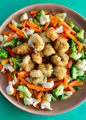 Salt and Pepper Squid on a bed of steamed vegetables