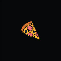A piece of pizza hand-drawn. Vector illustration.