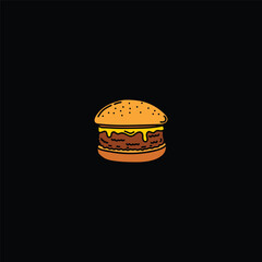A hand-drawn cheeseburger. Vector illustration.