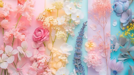 A collection of background images with soft and muted colors like pink, blue, mint, yellow, and...