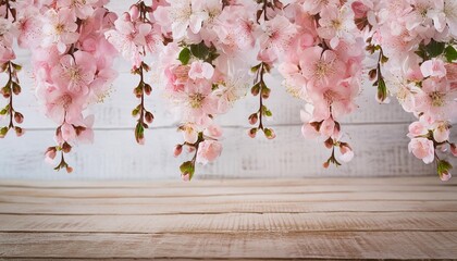 illustration of hanging garlands of cherry blossoms romantic style
