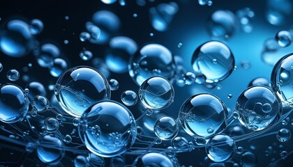transparent background with blue bubbles