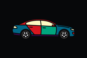 Naklejka premium Original vector illustration. A passenger car. A contour icon.