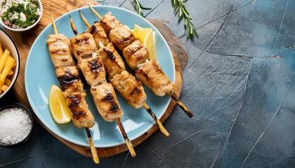 traditional grilled souvlaki skewers