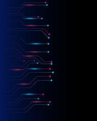 Red and blue circuit board background. Digital technology, big data, speed connection, innovation future, network connection, and internet.  .