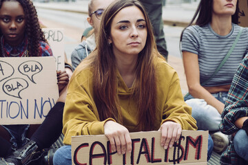 Young Activists Protesting - Anti-Capitalism Demonstration