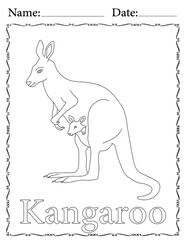 Kangaroo Coloring Page. Printable Coloring Worksheet for Kids. Educational Resources for School and Preschool.