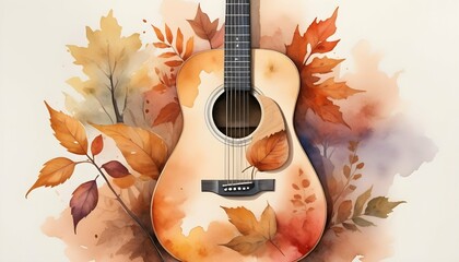 Depict the passage of time with an acoustic guitar upscaled_4