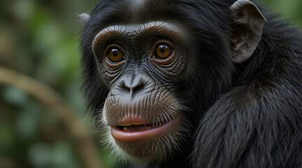 Close-up of Mixed-Breed monkey between Chimpanzee and Bonobo, Generative.AI
