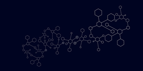 Geometric abstract background with simple hexagonal elements. Science template, wallpaper or banner.