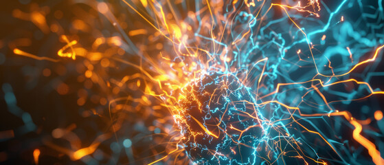 A vibrant network of electricity pulses with life, a metaphor for connectivity.