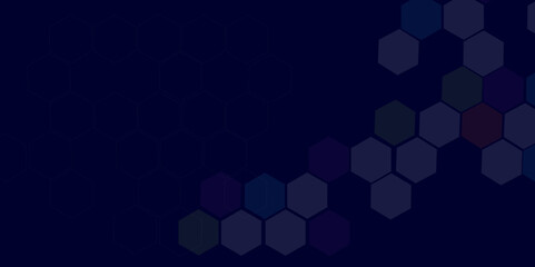 Abstract cube dark blue hexagon shape background. Digital technology concept.