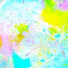 a painting with bright, colorful paint on it's surface