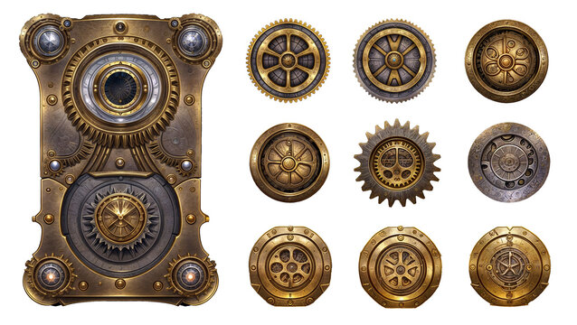 Steampunk badgets , UI, icons