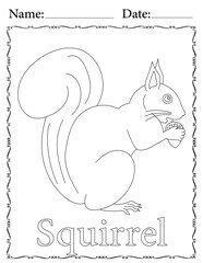 Squirrel Coloring Page. Printable Coloring Worksheet for Kids. Educational Resources for School and Preschool.