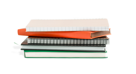 Notebooks and notepads isolated  with transparent shadows.