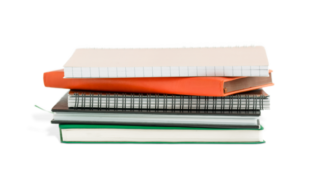 Notebooks and notepads isolated  with transparent shadows.