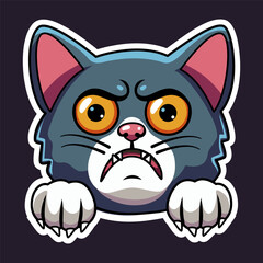 An Angry Emoticon Cat Sticker Illustration