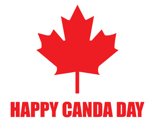 happy canada day vector illustration with red canadian mapple leaf and wishing text
