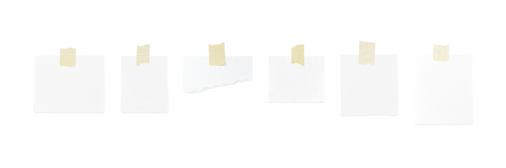 Note paper with adhesive tape. Blank torn piece of paper and notebook page