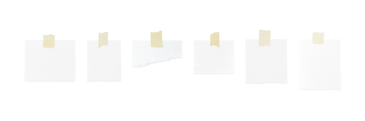 Note paper with adhesive tape. Blank torn piece of paper and notebook page