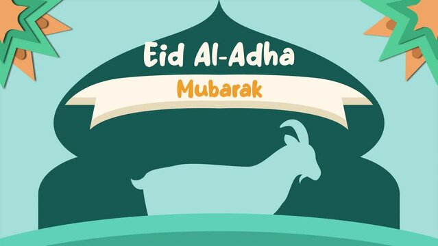 Animated video Happy Eid Adha concept. Full length animation illustration. High quality 4k footage.