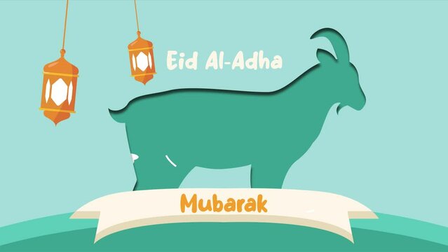 Animated video Happy Eid Adha concept. Full length animation illustration. High quality 4k footage.