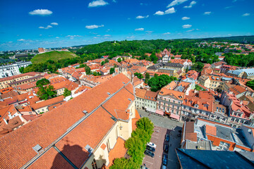 Vilnius, Lithuania - July 10, 2017: Aerial view of Vilnius skyline, Lithuania