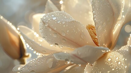 white flower with dew drops - Powered by Adobe