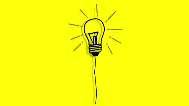 Animation of a flickering light bulb on a yellow background






