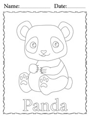 Panda Coloring Page. Printable Coloring Worksheet for Kids. Educational Resources for School and Preschool.