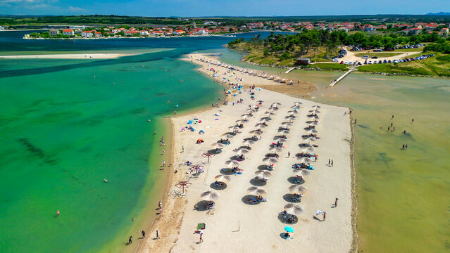 Queens Beach aerial view in Zadar, Croatia
