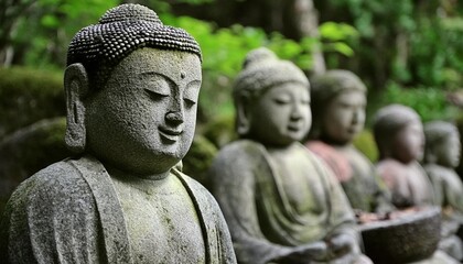 buddhist stone statues at the otagi nenbutsu ji temple in kyoto japan