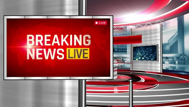 Breaking News, Special News, News Studio, background with red color, Global Earth rotating Digital World