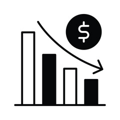 Down chart, financial loss, decrease chart vector design