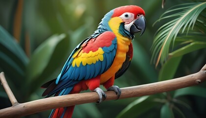 A colorful icon of a tropical parrot perched on a upscaled_2